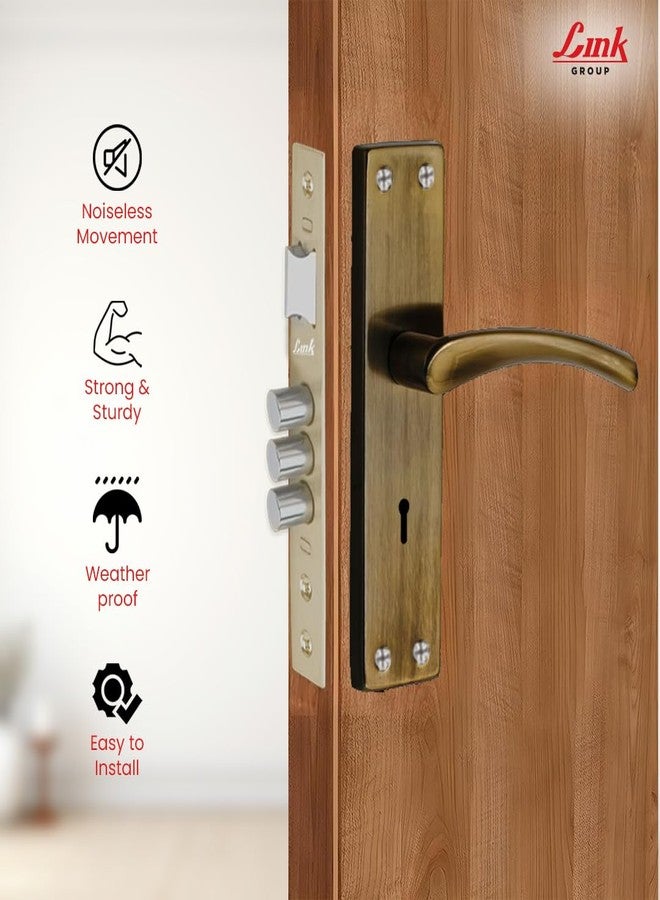 Link Prima Mortise Door Lock Handle Set | 200mm| Suitable for Left & Right Handed Doors | Antique Brass | Both Side Key, 6 Lever | Premium Aluminium Build | 1,00,000+ Cycle Tested | 2-Year Warranty - Image 4